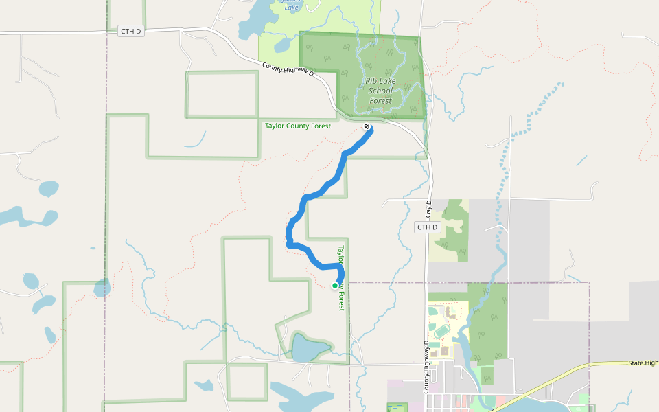 Championship Trail walking route map in Rib Lake