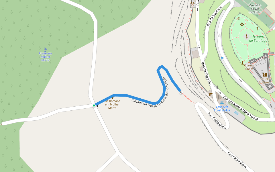 Calçada de Nossa Senhora da Conceição walking route map in Ourém
