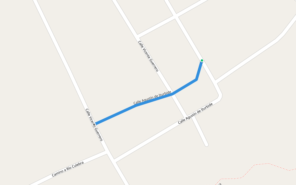 Calle Agustín de Iturbide walking route map in San Juan Bautista Coixtlahuaca