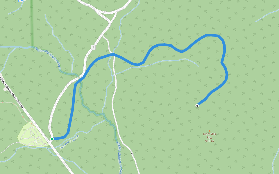 Le Mont des Pics walking route map in Rivière-à-Claude