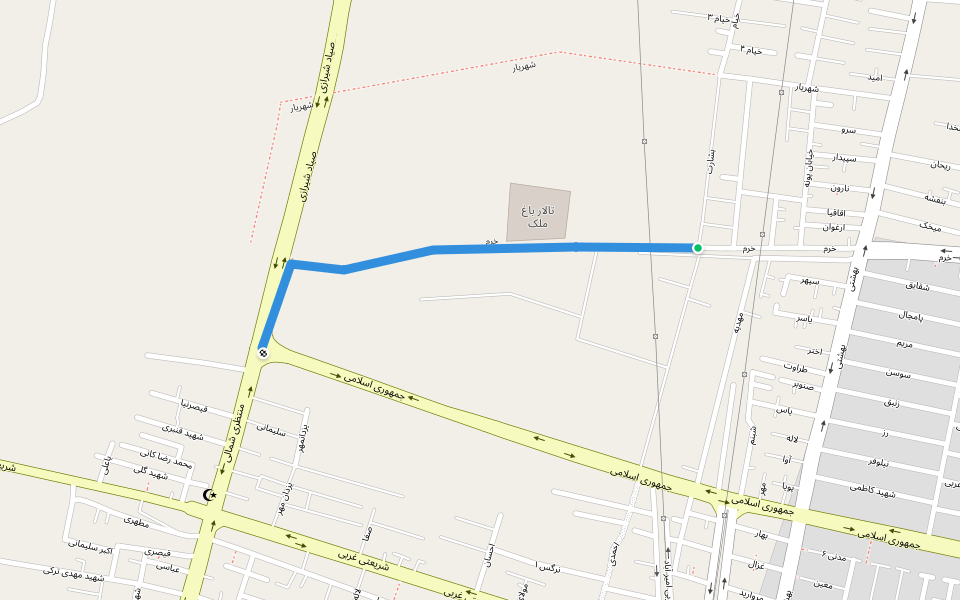 خرم walking route map in Najafabad