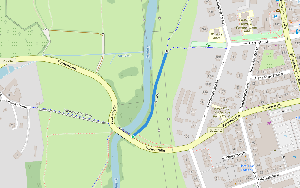 Talweg walking route map in Fürth