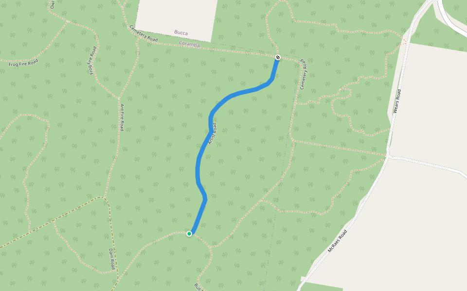 Artist Road walking route map in Coramba