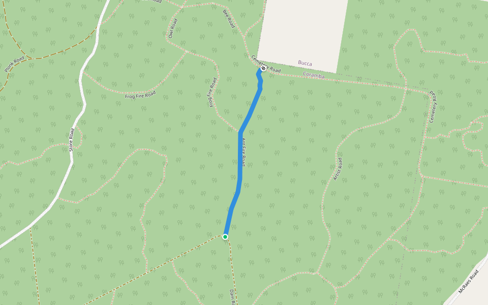 Ant Fire Road walking route map in Coramba