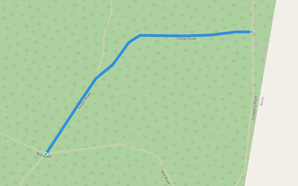 Foster Road walking route map in Coramba