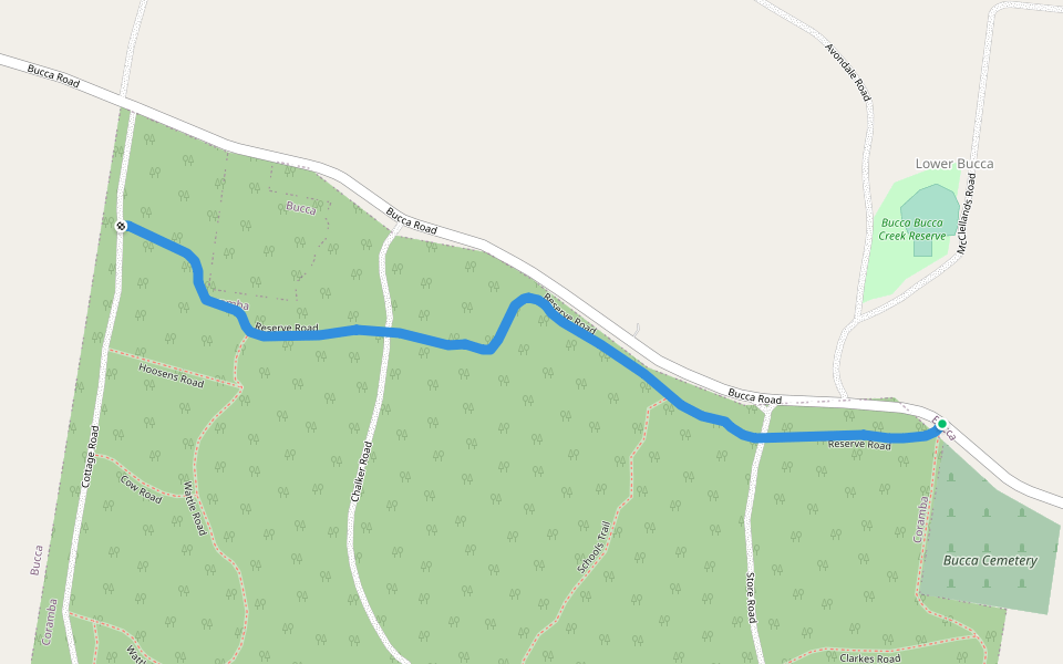 Reserve Road walking route map in Bucca