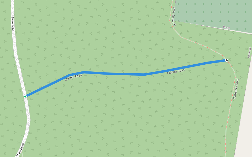 Clarkes Road walking route map in Coramba