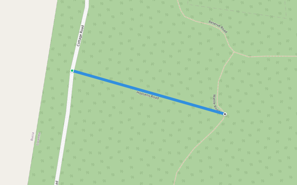 Hoosens Road walking route map in Bucca