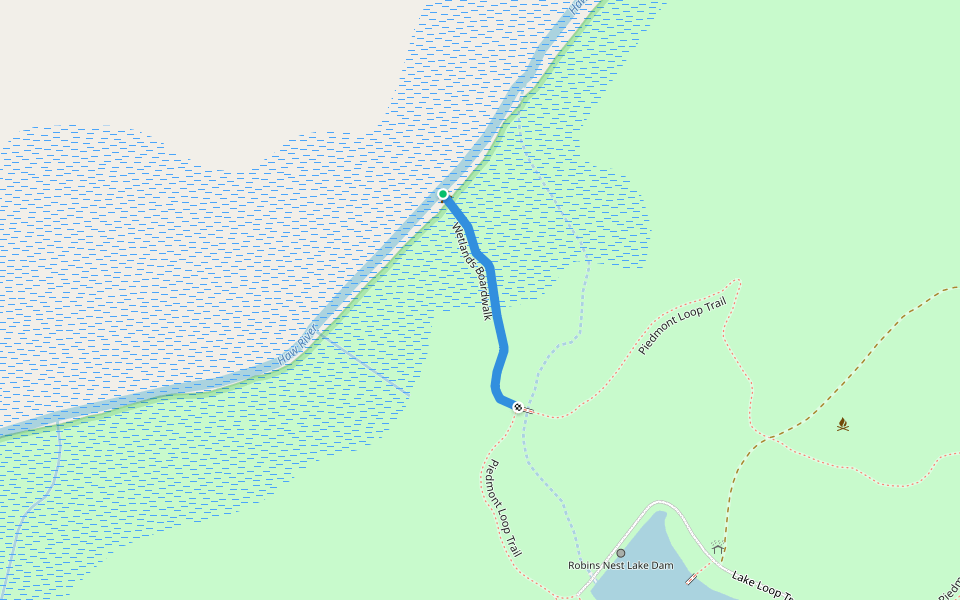 Wetlands Boardwalk walking route map in Reidsville