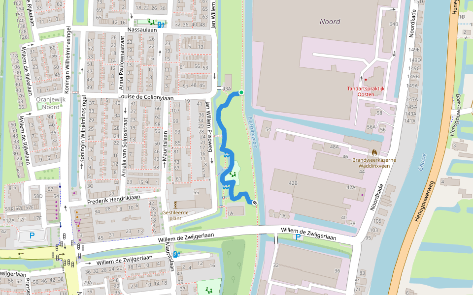 Gijsbert Dijkmanpad walking route map in Waddinxveen