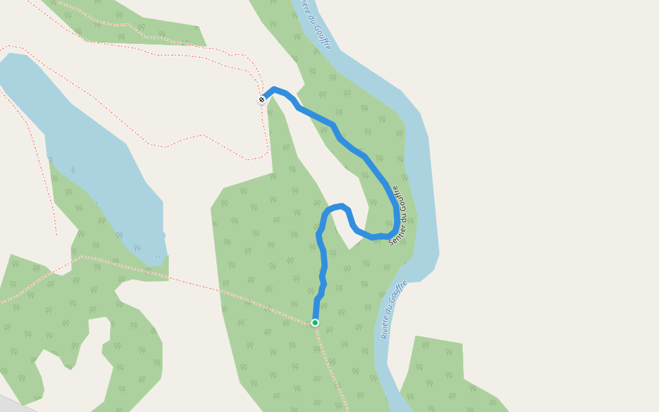 Sentier du Gouffre walking route map in Baie-Saint-Paul