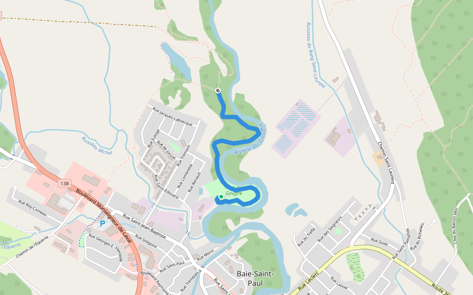 Sentier Robert-Leblanc walking route map in Baie-Saint-Paul