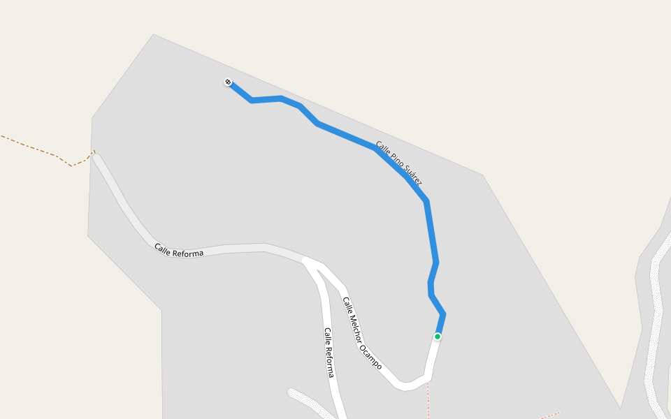 Calle Pino Suárez walking route map in San Miguel Yotao