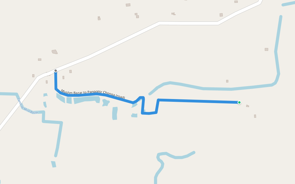 Muslim Bazar to Panpottir Chonga (road) walking route map in Char Lakshmi