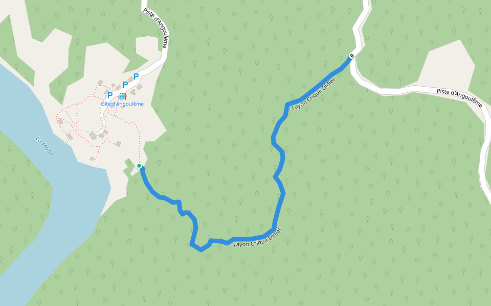 Layon Crique Didier walking route map in Saül
