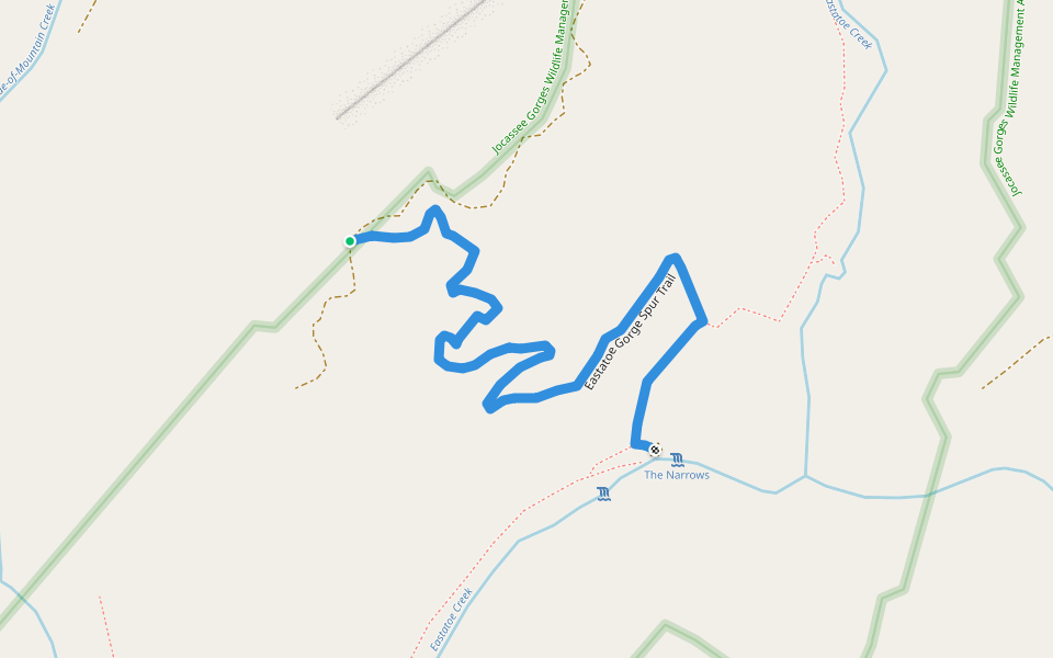 Eastatoe Gorge Spur Trail walking route map in Sunset