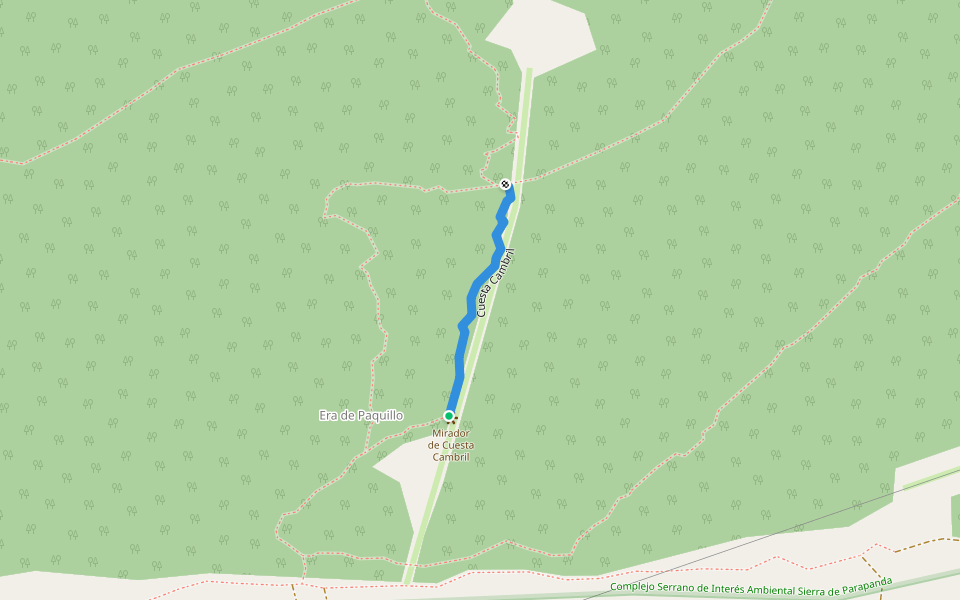 Cuesta Cambril walking route map in Alomartes