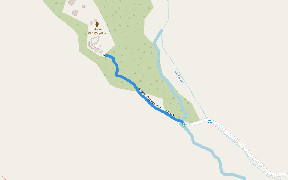 Acceso Potrero de Payogasta walking route map in Punta del Agua