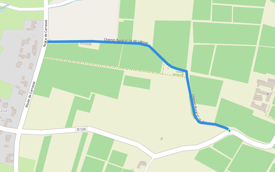 Chemin Rural nº 16 de Laboyé walking route map in Sauternes