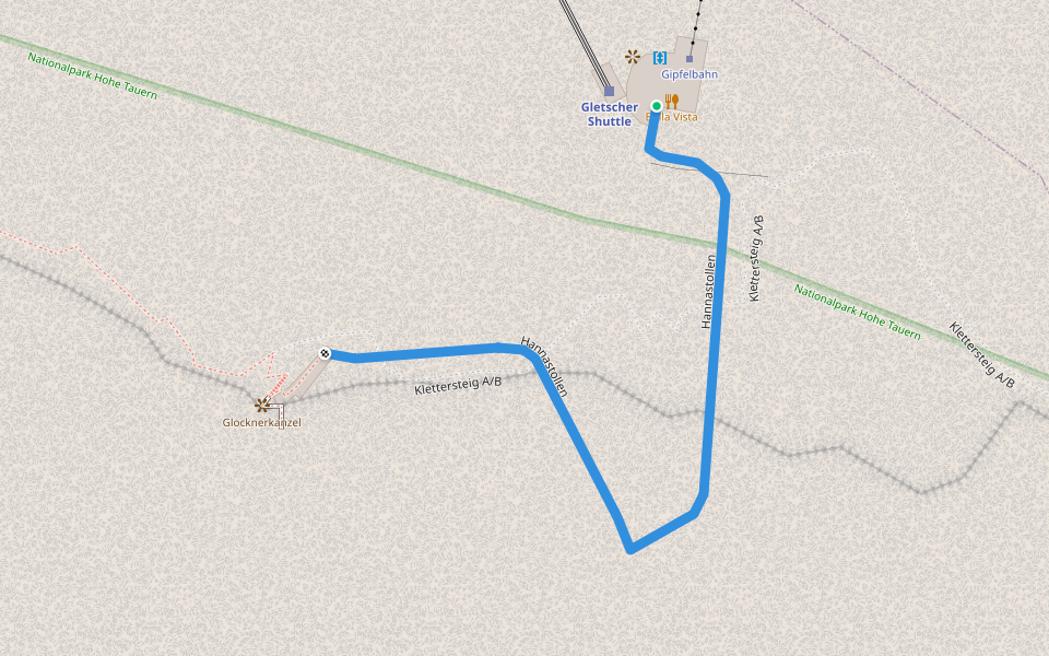 Hannastollen walking route map in Stubach