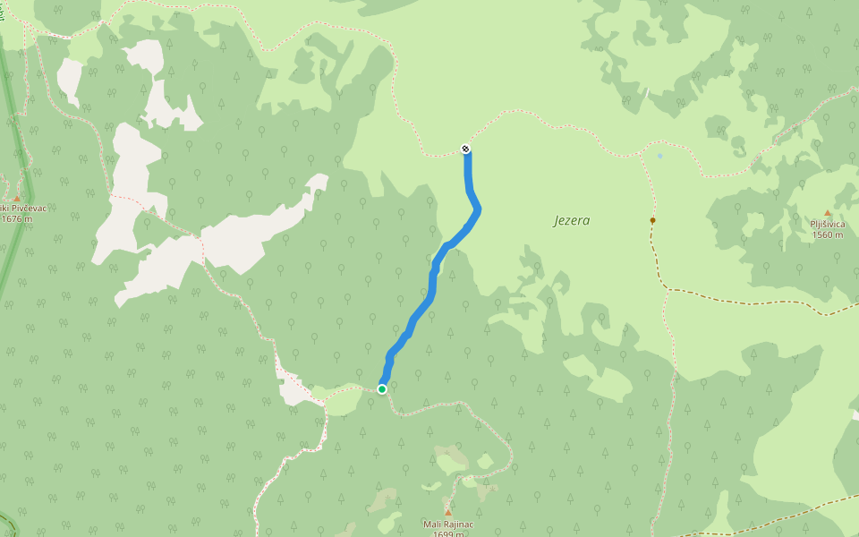 Generalski dolac - Crkva Sv. Ante walking route map in Krasno