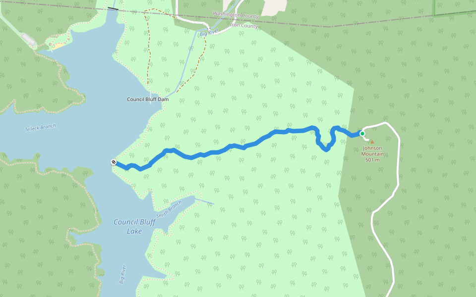 Johnson Mountain Trail walking route map in Belgrade