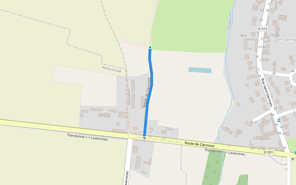 Route de Clermont walking route map in Rochy-Condé