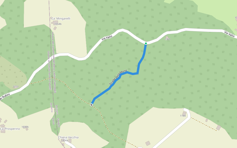 Strada della Morte walking route map in Savigno