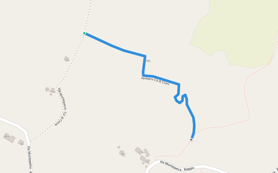 sentiero Cà di Cioni walking route map in Montepetra Bassa
