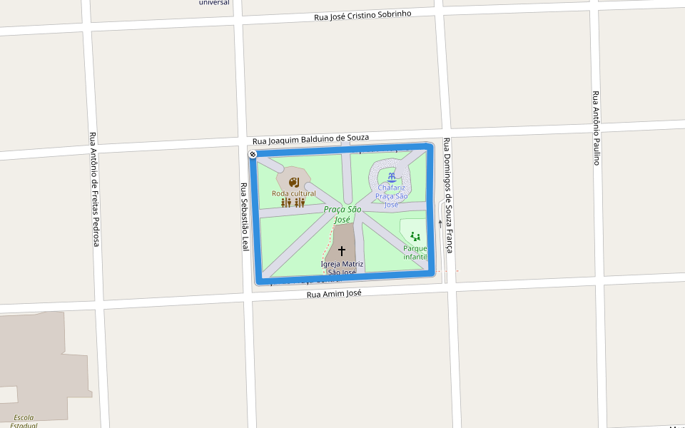 calçadão Praça Central walking route map in Cassilândia