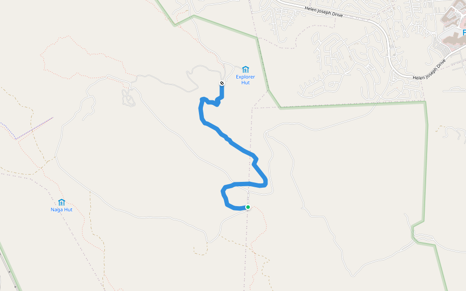 Kgaswane Trail Waterfall to Explorer Hut walking route map in Rustenburg