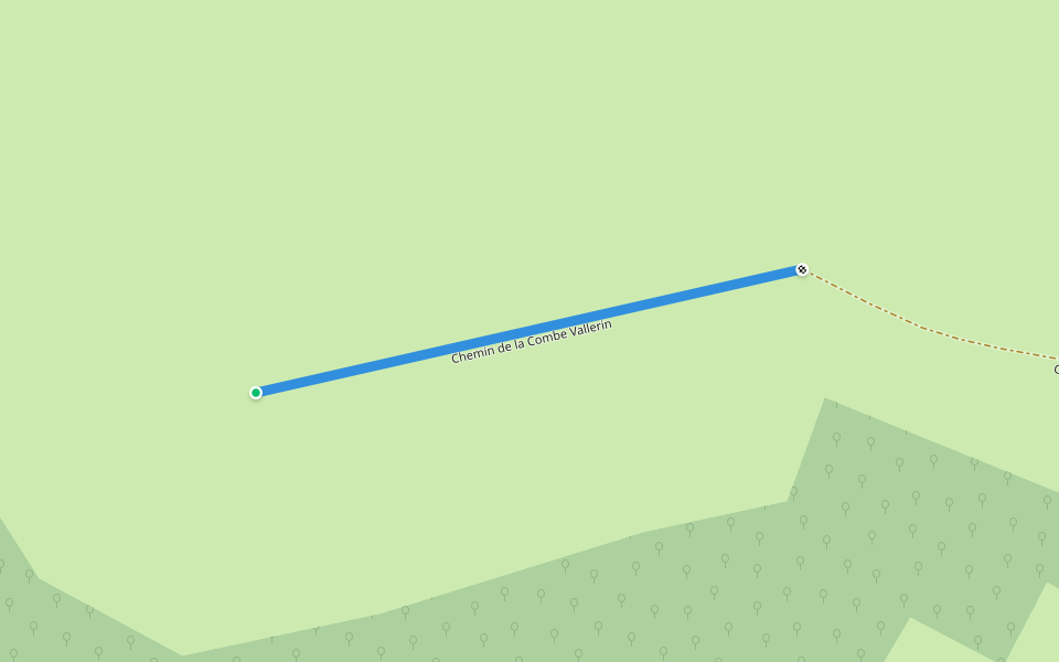 Chemin de la Combe Vallerin walking route map in Vals-des-Tilles