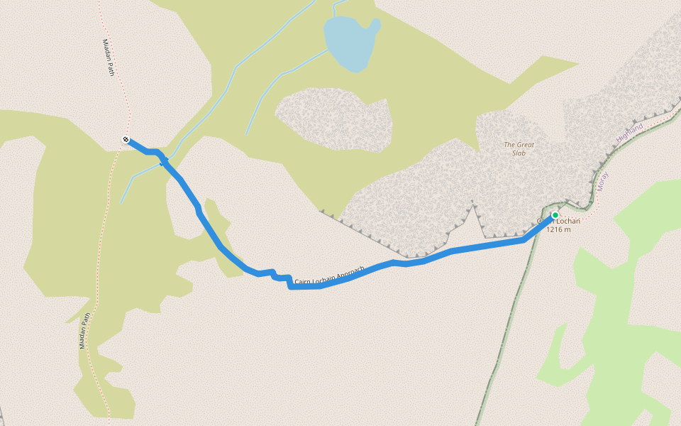 Cairn Lochain Approach walking route map in Glenmore