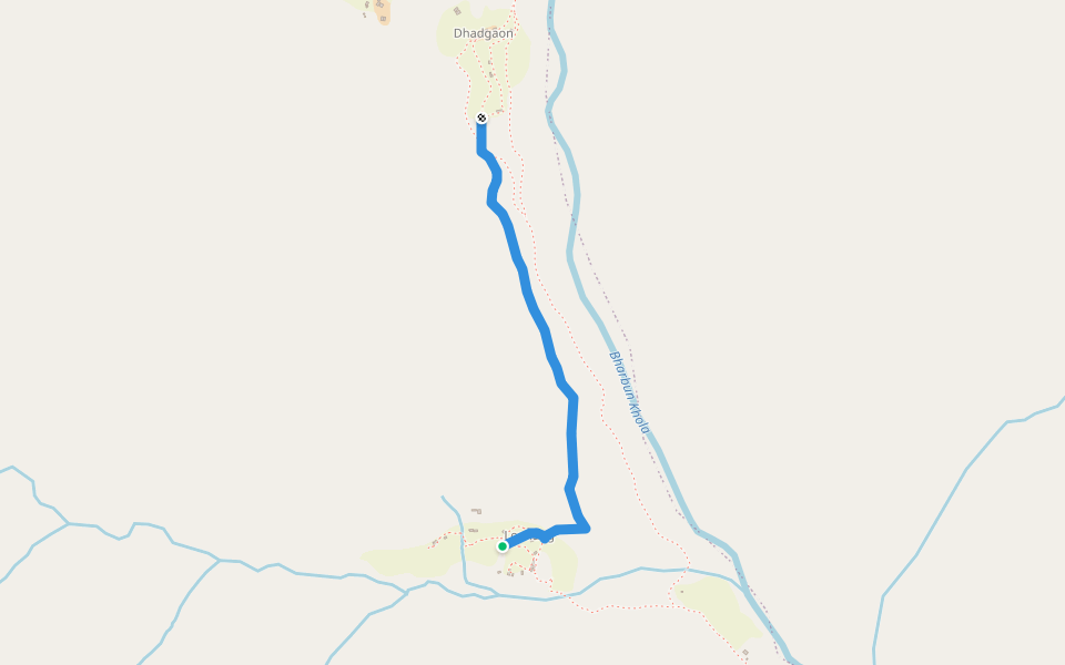 Lonkung to Dhadgaon walking route map in Chharka