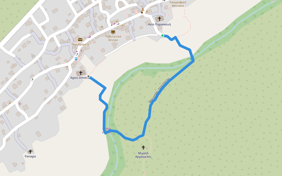 Μονοπάτι περιπάτου walking route map in Theologos