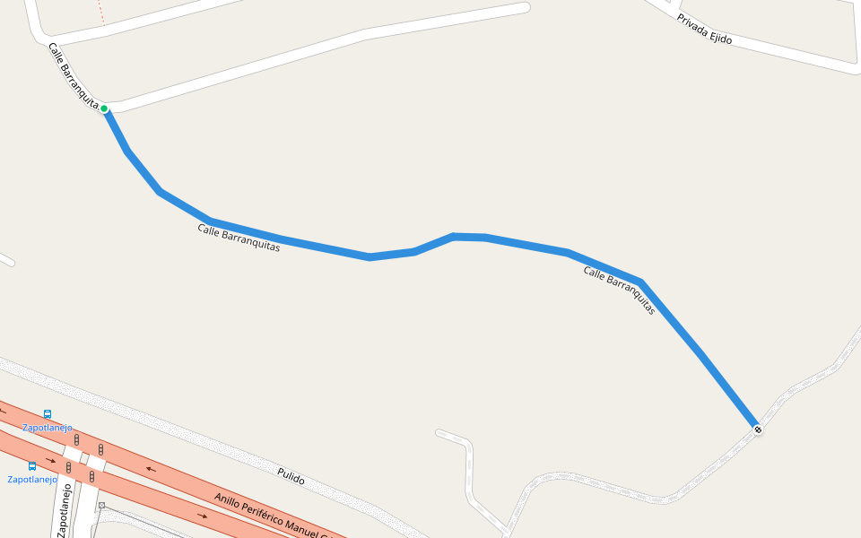 Calle Barranquitas walking route map in Tonalá