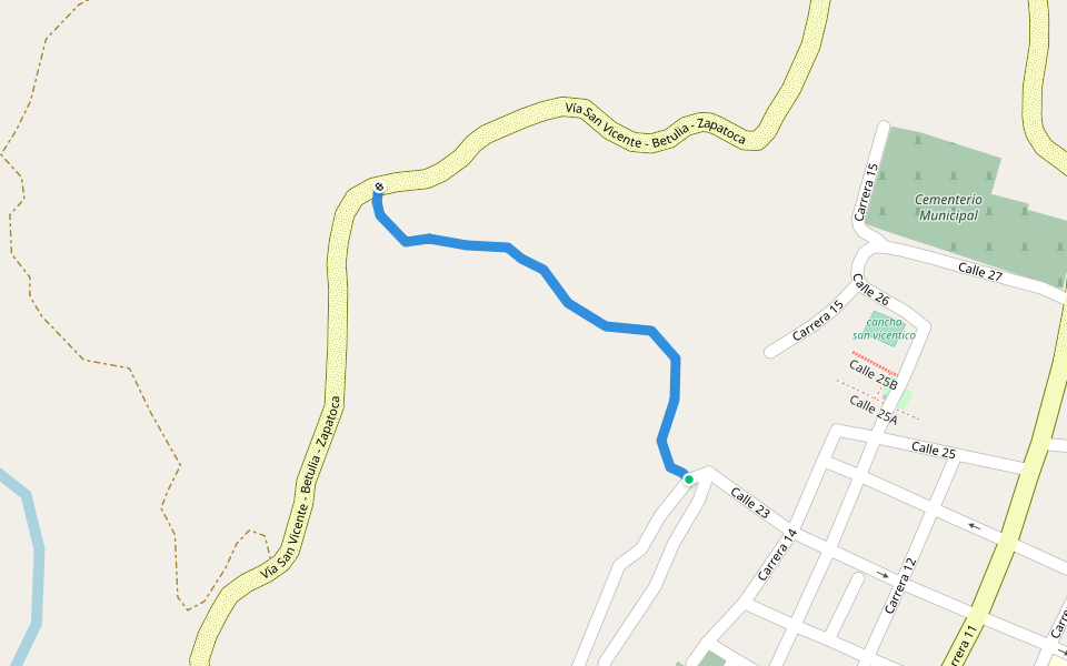 Camino al Pozo walking route map in Zapatoca
