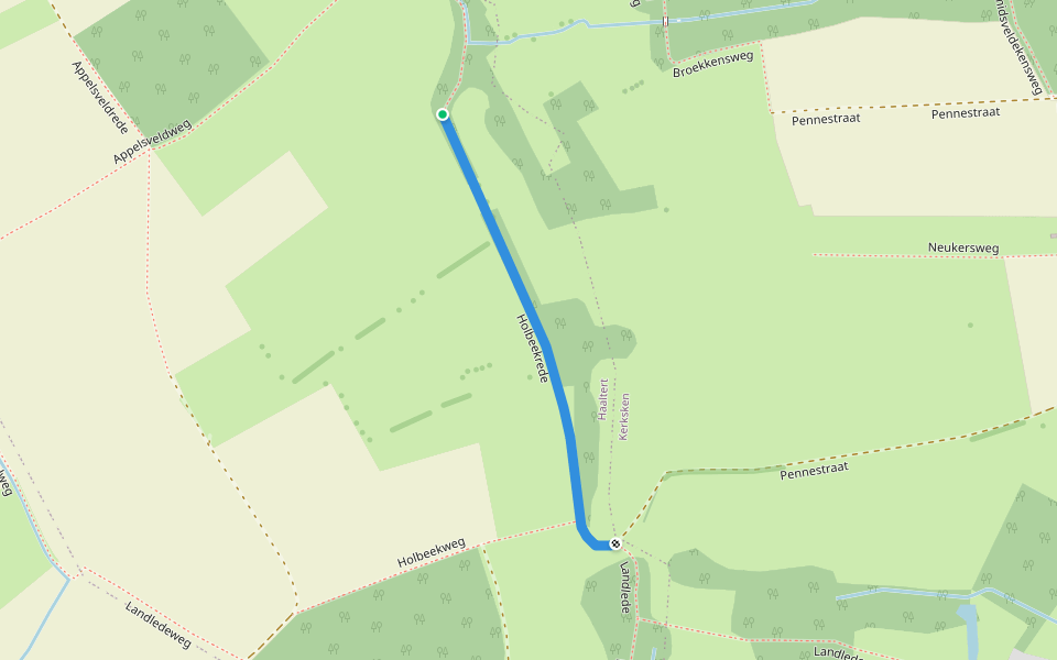 Holbeekrede walking route map in Haaltert