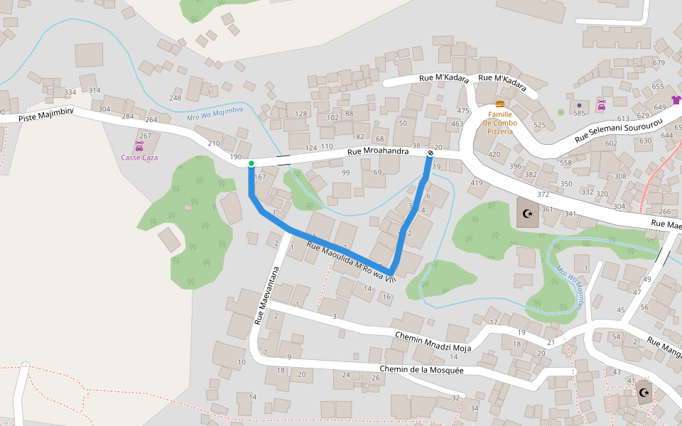 Rue Maoulida M'Ro wa Vili walking route map in Mamoudzou