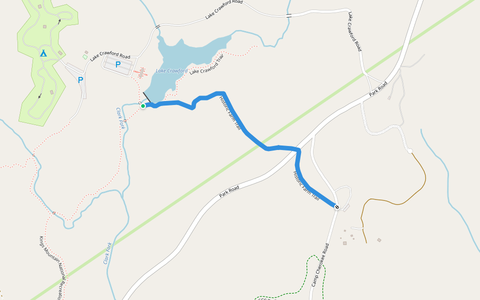 Historic Farm Trail walking route map in Clover