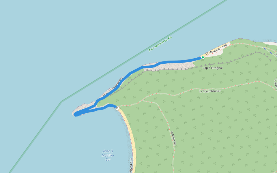 Le tour Cap-à-l'Orignal walking route map in Rimouski