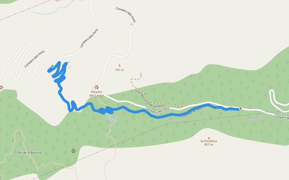 Camí Vell del Port walking route map in Tortosa