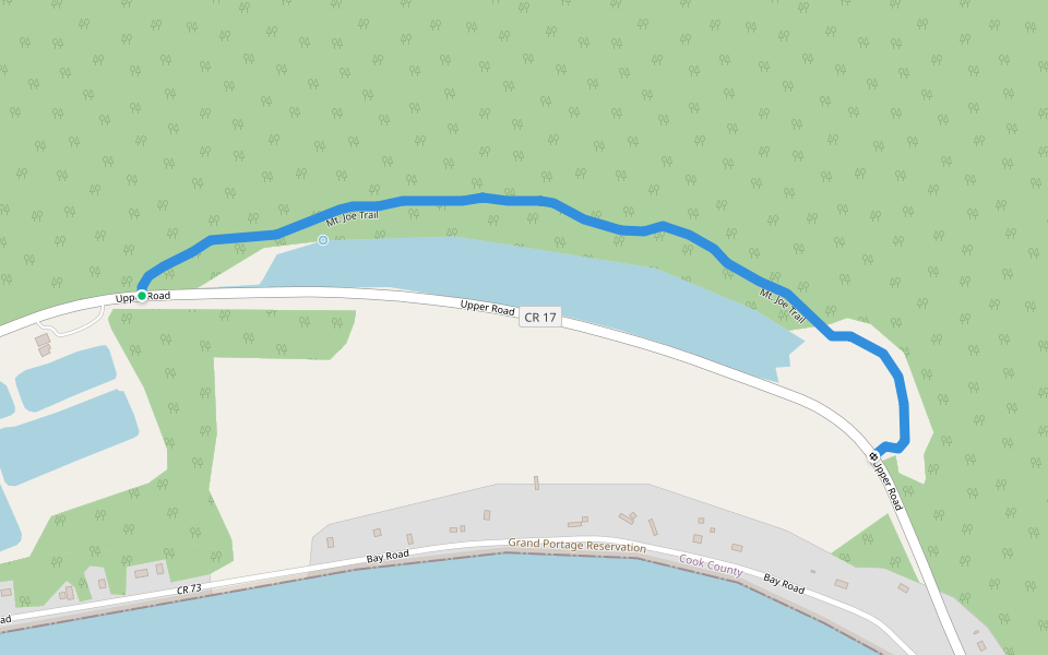 Mt. Joe Trail walking route map in Grand Portage