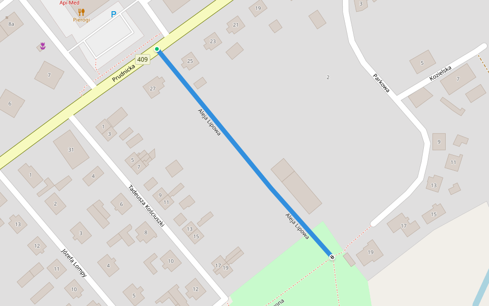 Aleja Lipowa walking route map in Krapkowice