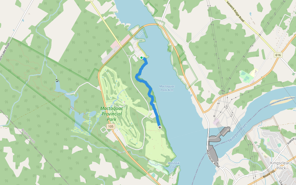 Eagle Trail walking route map in Mactaquac
