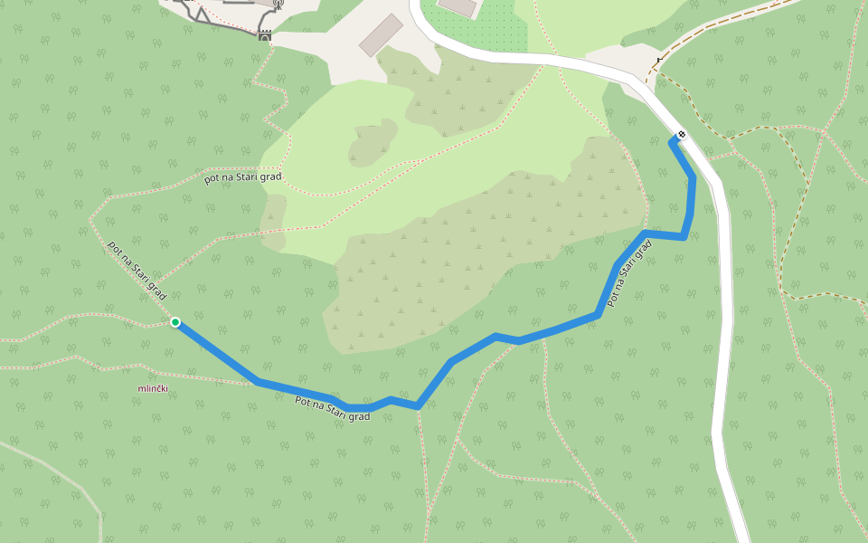 Pot na Stari grad walking route map in Kamnik