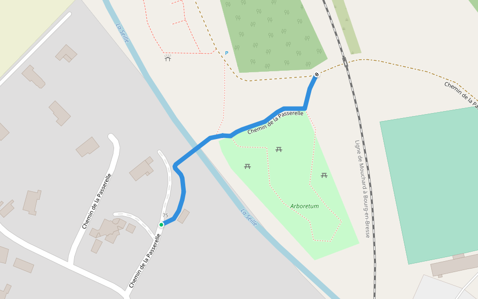 Chemin de la Passerelle walking route map in Domblans