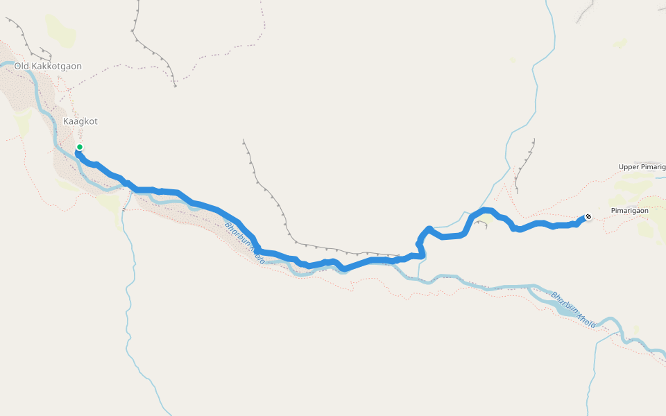 Kagkot to Pimri walking route map in Mukot