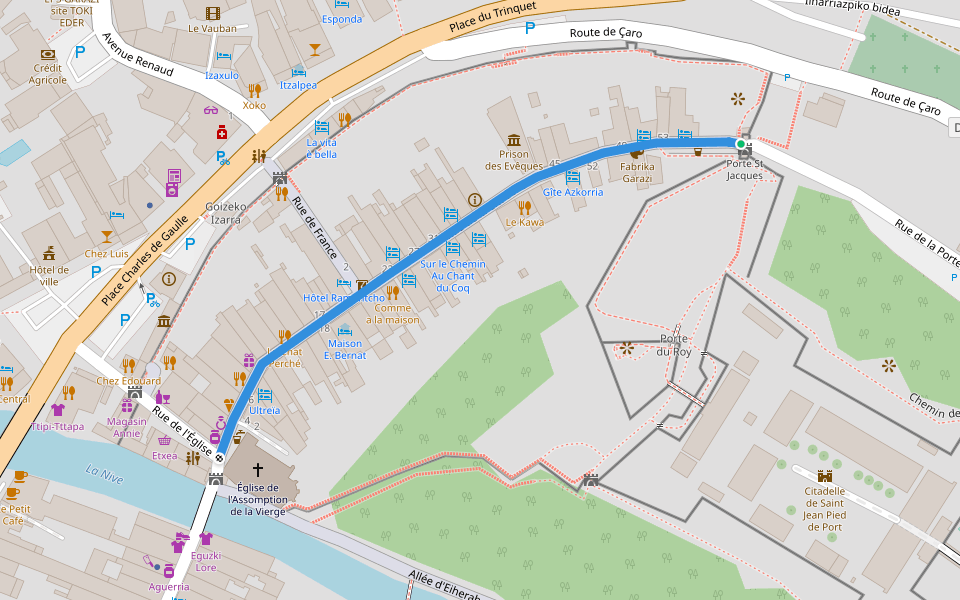 Rue de la Citadelle walking route map in Saint-Jean-Pied-de-Port