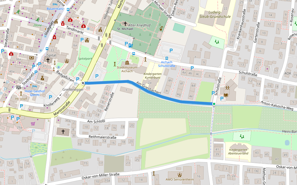 Am Griesbacherl walking route map in Aichach